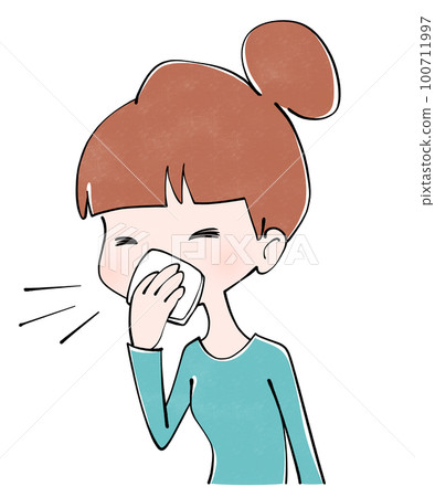 Cough etiquette Female illustration 100711997