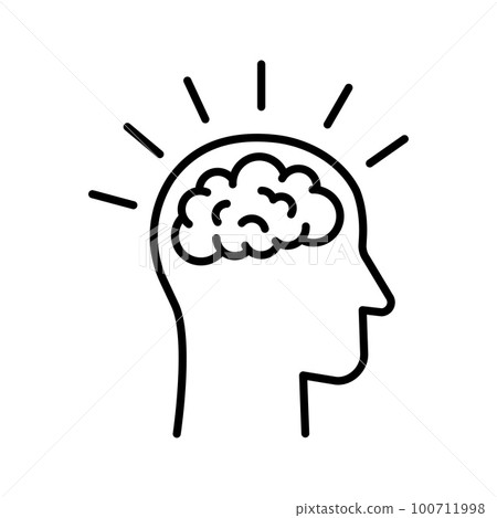 Human brain in head icon. Brain activity concept. Human brain in head icon. Brain activity concept. 100711998