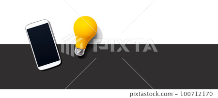 Smartphone with a yellow light bulb Smartphone with a yellow light bulb 100712170