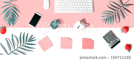 Computer keyboard with office supplies Computer keyboard with office supplies 100712288