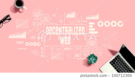 Decentralized Web theme with laptop computer Decentralized Web theme with laptop computer 100712300