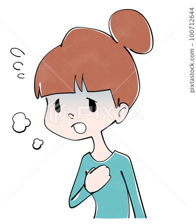 身體狀況不佳(呼吸困難)的女性插圖 身體狀況不佳(呼吸困難)的女性插圖 100712644