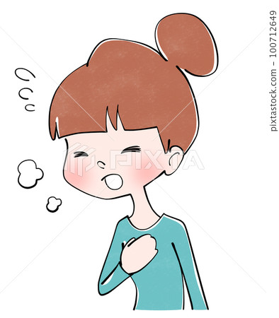 Poor physical condition (palpitations and shortness of breath) Illustration of a woman Poor physical condition (palpitations and shortness of breath) Illustration of a woman 100712649