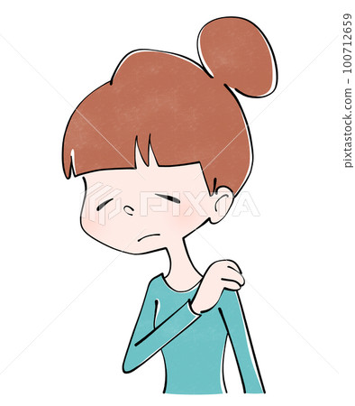 身體狀況不佳(肩膀僵硬)的女性插圖 身體狀況不佳(肩膀僵硬)的女性插圖 100712659