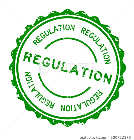 Grunge green regulation word round rubber seal stamp on white background Grunge green regulation word round rubber seal stamp on white background 100712870