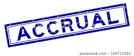 Grunge blue accrual word square rubber seal stamp on white background 100712883