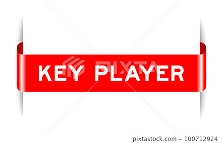Red color inserted label banner with word key player on white background 100712924