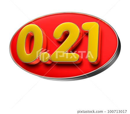 Number 0.21 3D illustration. Number 0.21 3D illustration. 100713017