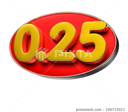 Number 0.25 3D illustration. Number 0.25 3D illustration. 100713021