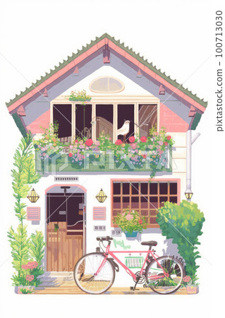 Cute Japanese house, front 100713030