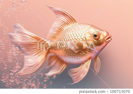 White cat portrait, pink and gold yellow colors, copy space. Pop art modern style 100713070