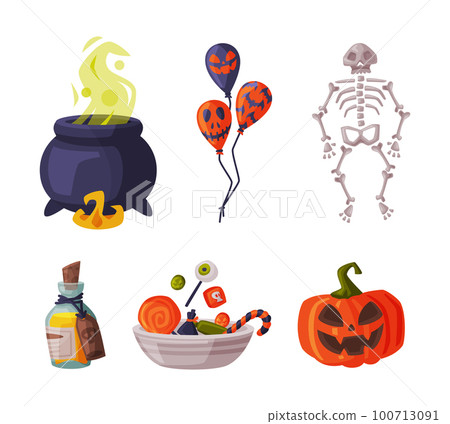 Halloween Holiday Scary Objects and Symbol Vector Set 100713091