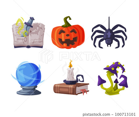 Halloween Holiday Scary Objects and Symbol Vector Set 100713101