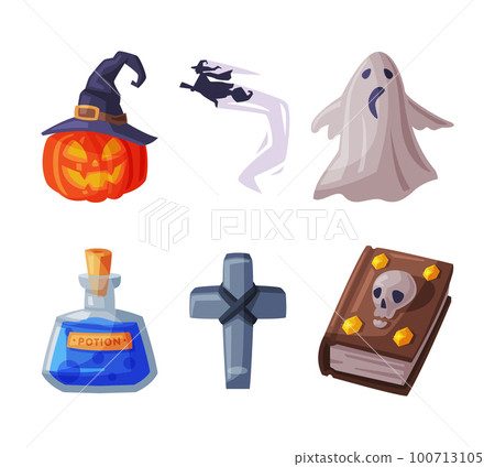 Halloween Holiday Scary Objects and Symbol Vector Set 100713105