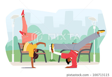 Energetic Street Dancer Characters Caught In Motion, Displaying Impressive Body Control, Rhythm, And Style 100713115