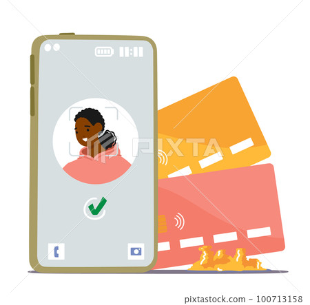 Phone Screen With Face Recognition Technology. Data Protection, Security And Privacy Concept For Promoting Mobile Apps 100713158