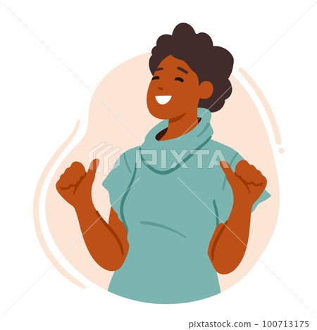Confident Female Character Pointing Towards Herself, Indicating A Sense Of Self-belief And Positivity, Self-assurance Confident Female Character Pointing Towards Herself, Indicating A Sense Of Self-belief And Positivity, Self-assurance 100713175