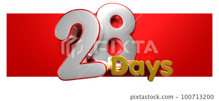 Number 28 Days over a red text box 3D illustration. 100713200
