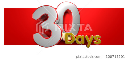 Number 30 Days over a red text box 3D illustration. 100713201