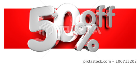 50 percent off 3D illustration. 100713202