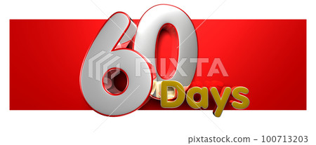 Number 60 Days over a red text box 3D illustration. 100713203