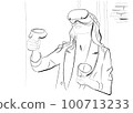 Woman wearing VR Glasses Vector storyboard. Innovation and Communication in Metaverse Digital Virtual Reality concepts 100713233