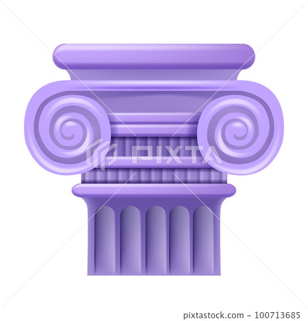 3D column icon, vector Greek museum pillar, ancient base, Roman geometric podium on white. 3D column icon, vector Greek museum pillar, ancient base, Roman geometric podium on white. 100713685