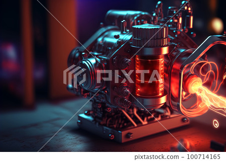 Industrial abstract background with machinery details. Shiny metal equipment concept. Generated AI. Industrial abstract background with machinery details. Shiny metal equipment concept. Generated AI. 100714165