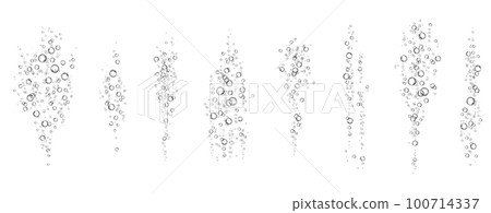 Oxygen air bubbles flow in water on white background. Oxygen air bubbles flow in water on white background. 100714337