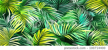 Vector illustration horizontal tropical leaves banners. Exotic botanical design cosmetics, Vector illustration horizontal tropical leaves banners. Exotic botanical design cosmetics, 100714400