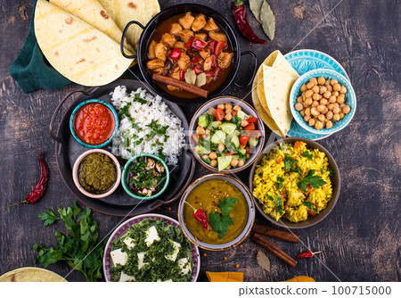 Assorted of traditional Indian food. Assorted of traditional Indian food. 100715000