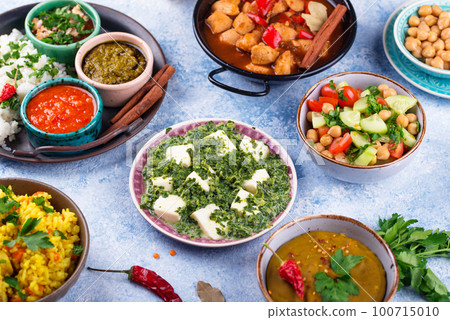 Assorted of traditional Indian food. Assorted of traditional Indian food. 100715010