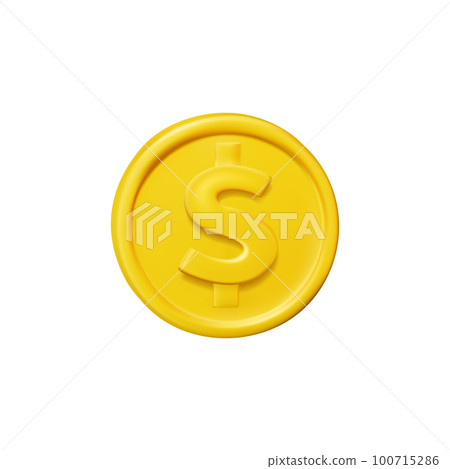 3d Golden Coin Plasticine Cartoon Style Symbol of Wealth on a White. Vector illustration of Metal Money 3d Golden Coin Plasticine Cartoon Style Symbol of Wealth on a White. Vector illustration of Metal Money 100715286