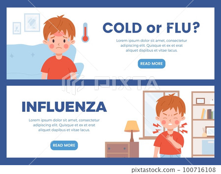 Set of website banner templates about flu symptoms flat style Set of website banner templates about flu symptoms flat style 100716108