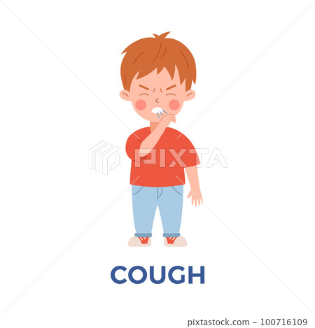 Coughing upset sad boy flat style, vector illustration Coughing upset sad boy flat style, vector illustration 100716109