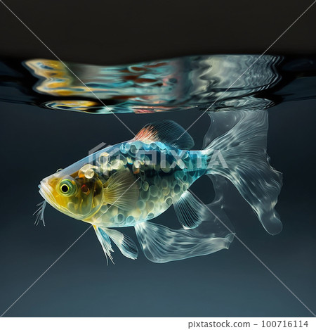 Beautiful nice golden transparent aquarium fish close-up close up Beautiful nice golden transparent aquarium fish close-up close up 100716114