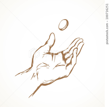 Vector drawing. The hand draws lots 100716251