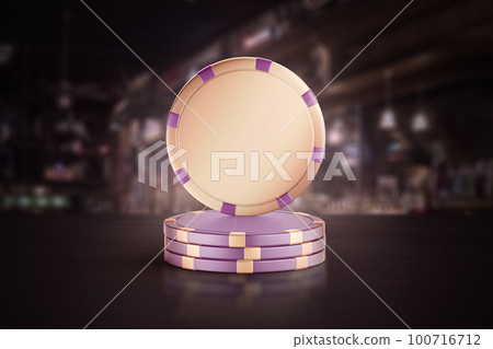 Blank colored plastic round chip mockup stand stack, blur background Blank colored plastic round chip mockup stand stack, blur background 100716712