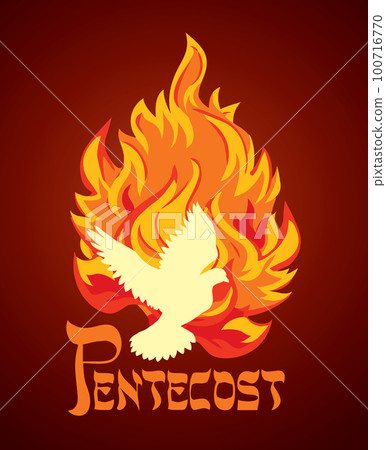 Pentecost sunday. Baptism with the Holy Spirit. Vector drawing icon 100716770