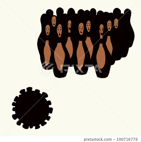 Human pins and virus ball. Vector drawing Human pins and virus ball. Vector drawing 100716778