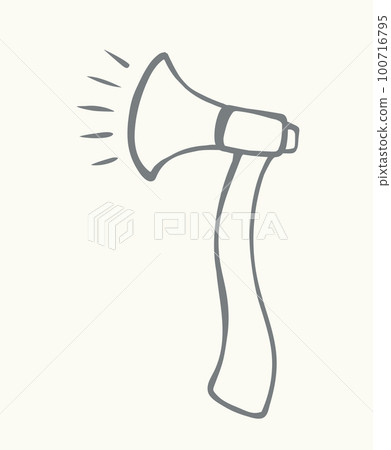Loudspeaker in the shape of an axe. Concept of hurtful phrases 100716795
