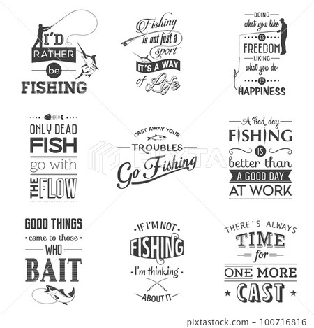 Set of vintage fishing typographic quotes Set of vintage fishing typographic quotes 100716816