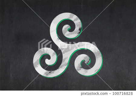 Triskele drawn on a blackboard Triskele drawn on a blackboard 100716828