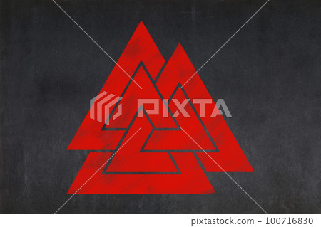 Valknut drawn on a blackboard Valknut drawn on a blackboard 100716830