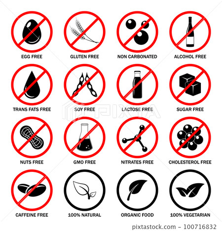 Allergen icons vector set. 100716832