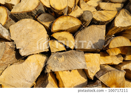 background of chopped firewood 100717211