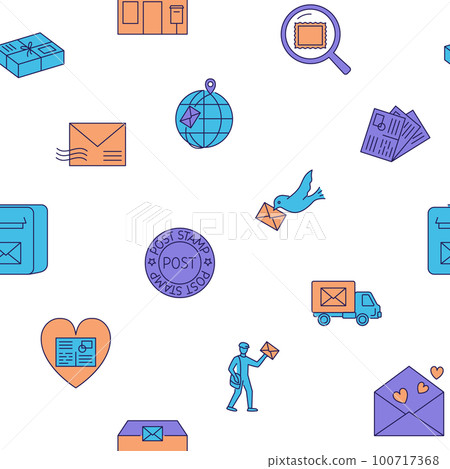 Postal service seamless pattern in line style 100717368