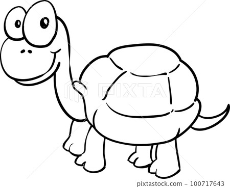 Vector illustration of a cartoon turtle  for coloring book 100717643