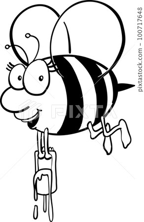 Outlined Happy Bee cartoon 100717648