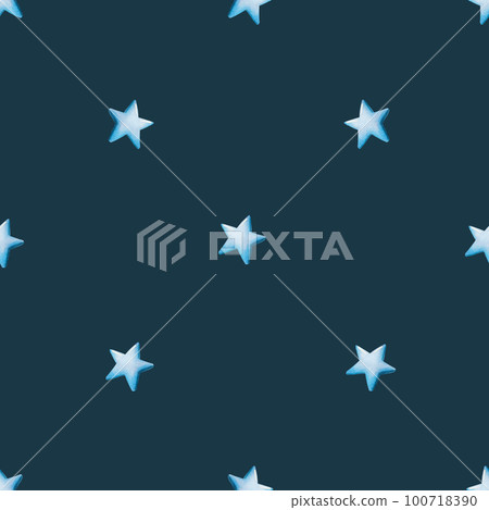 Watercolor seamless pattern with blue stars. Hand painting on an isolated background. For designers, decoration, postcards, wrapping paper, scrapbooking, covers, invitations, posters and textile 100718390